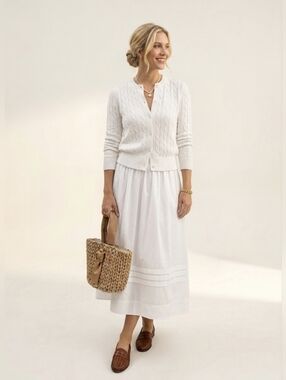 Tuckernuck White Pintuck Midi Skirt Size XS NWT